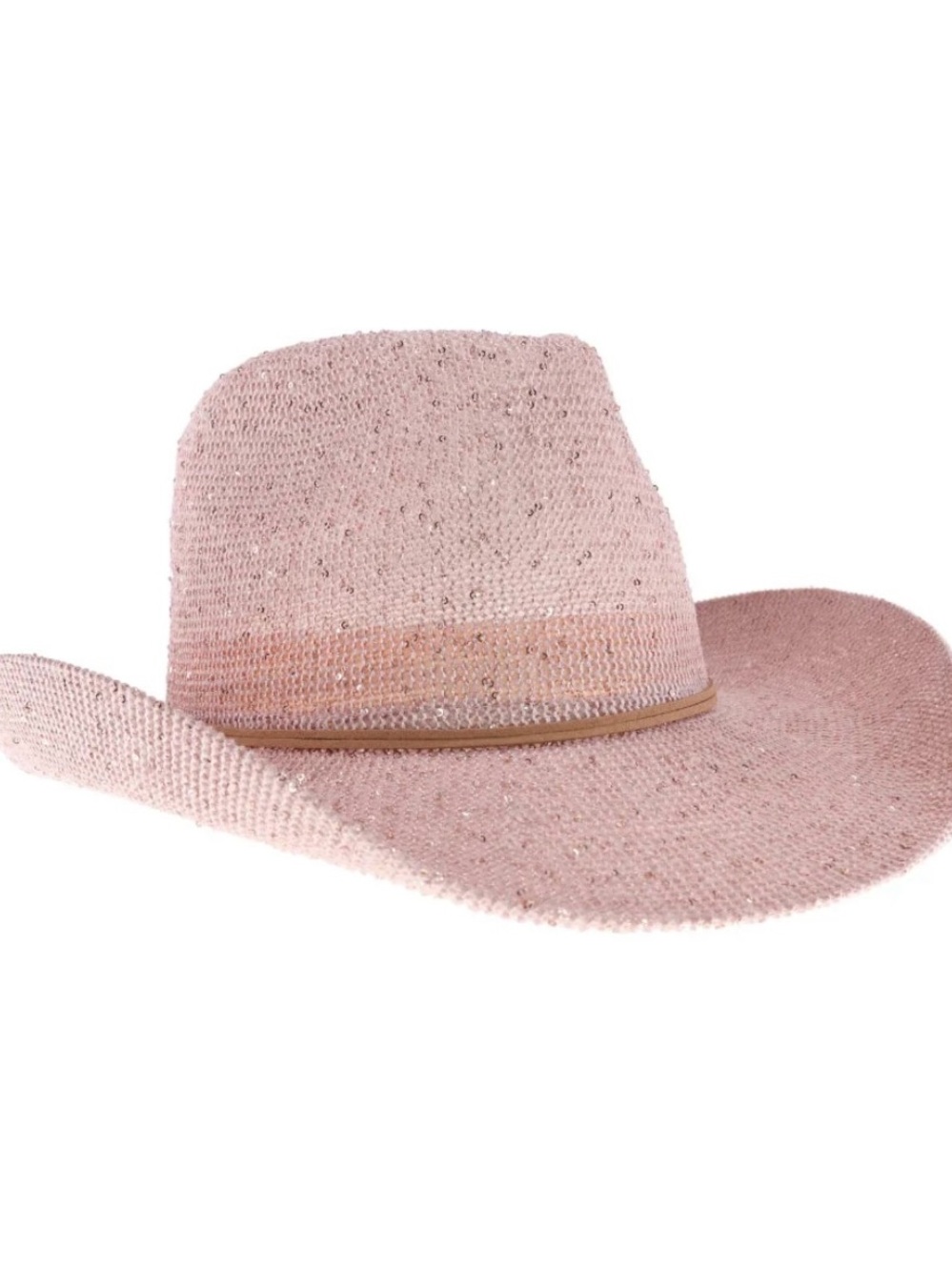 C.C Pink Sequin Straw Cowboy Hat